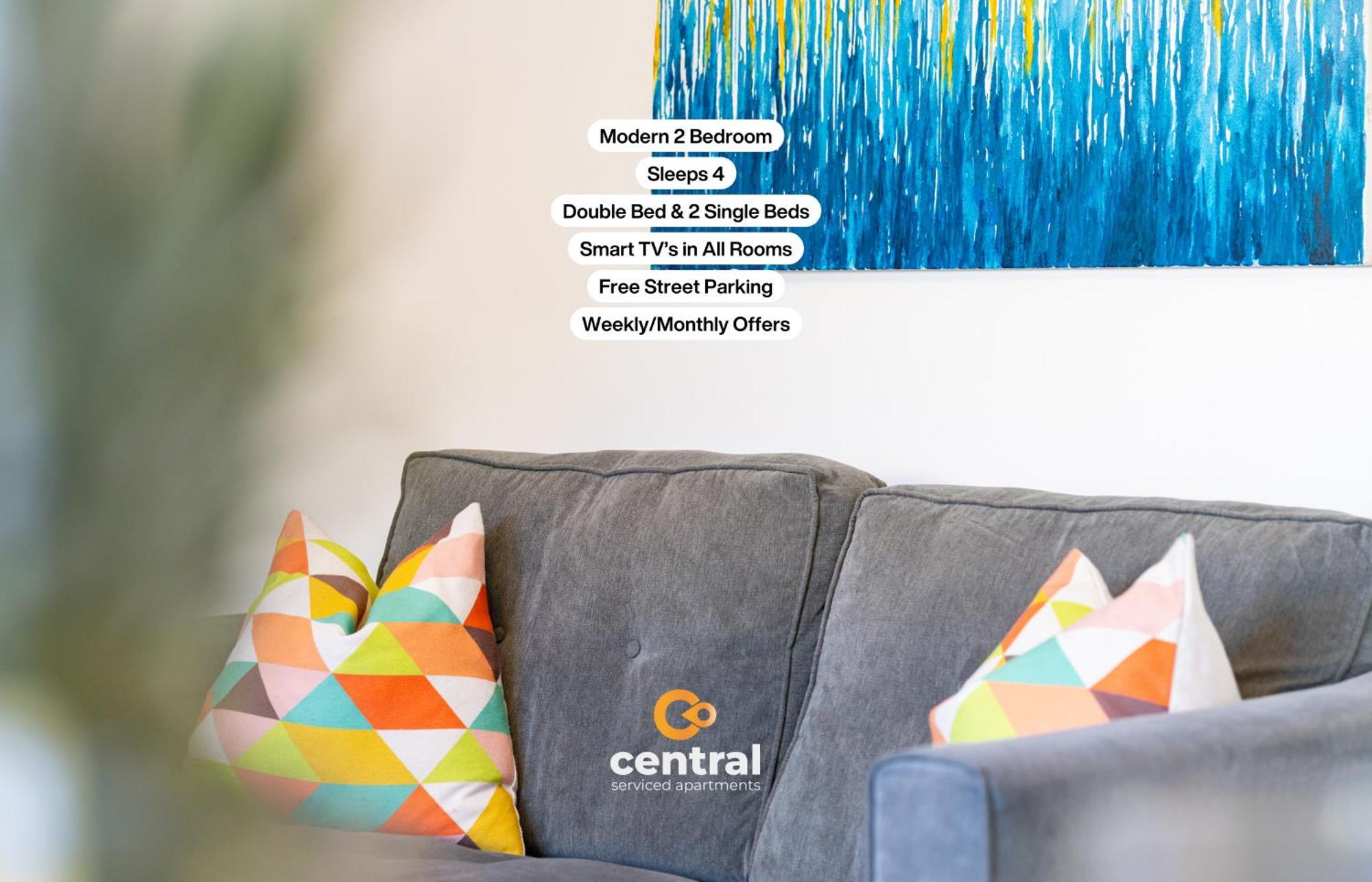 Central Serviced Apartments - 2 Bedroom - Free Street Parking - Fast Wifi - Smart Tvs In All Rooms - Ground Level - Family Neighbourhood - 3 X Double Beds - Heating 24-7 - Trade Stays - Weekly & Monthly Offers Νταντί Εξωτερικό φωτογραφία